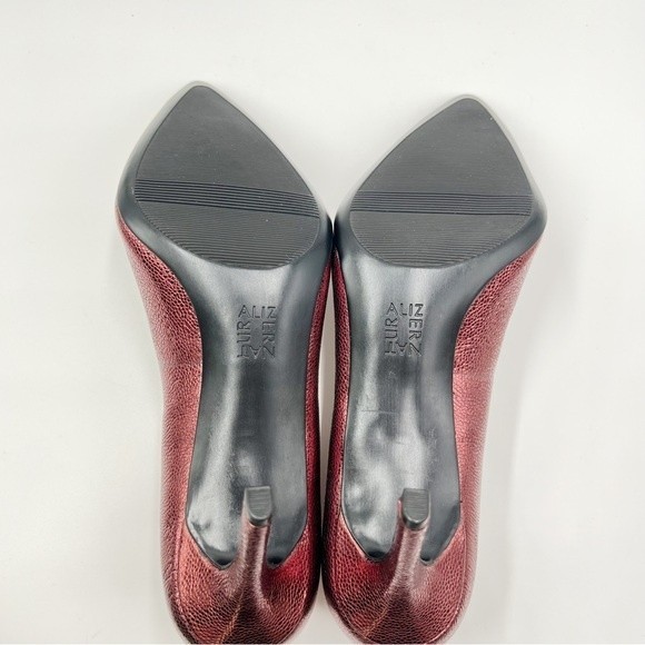 11N 11 NARROW WIDTH Naturalizer Womens Anna Metallic Cranberry Red Leather Heels - Picture 11 of 16